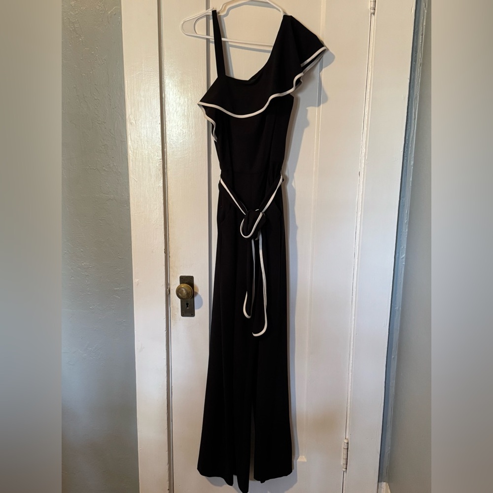 Gabby Skye One Shoulder Ruffle Gaucho Jumpsuit